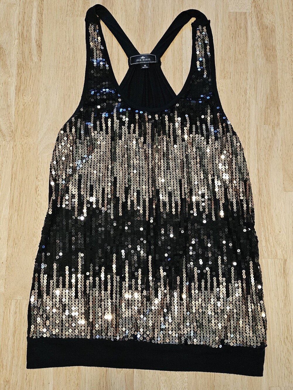 Black & Gold Sequin Racer Back Tank